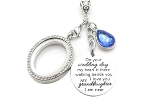 IDLAN Wedding Bouquet Locket Charm Rhinestone Photo Frame Memorial Bridal Bouquet Charm Memorial Photo Keepsake Something blue