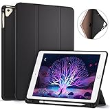 Ztotop Newest iPad 9.7 Inch 2018 Case with Pencil Holder - Lightweight Soft TPU Back Cover and Trifold Stand with Auto Sleep/Wake, Protective for Apple iPad 6th Generation(A1893/A1954), Black