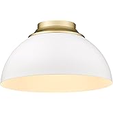 Golden Lighting Yep Zoey 3-Light Flush Mount in Olympic Gold and Matte White Shade