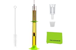DESENNIE Triple Scale Hydrometer for Wine, Beer, Mead & Cider - ABV, Brix and Gravity Test Kit with Glass Test Jar Cleaning Brush Microfiber Cloth Fermentation Airlock and # 6 Stopper