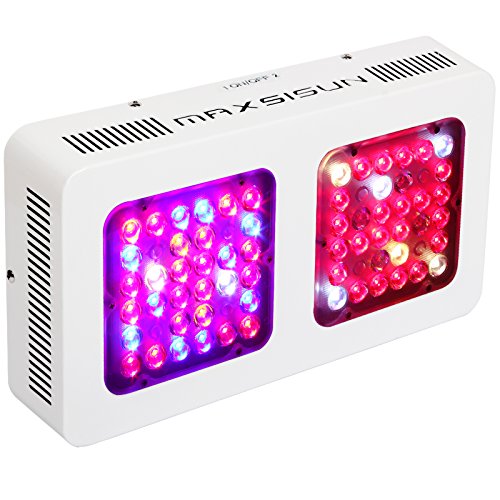 MAXSISUN 320W 12-band LED Grow Light – VEG BLOOM Switches Full Spectrum with Secondary Optics Lens for Indoor Plants