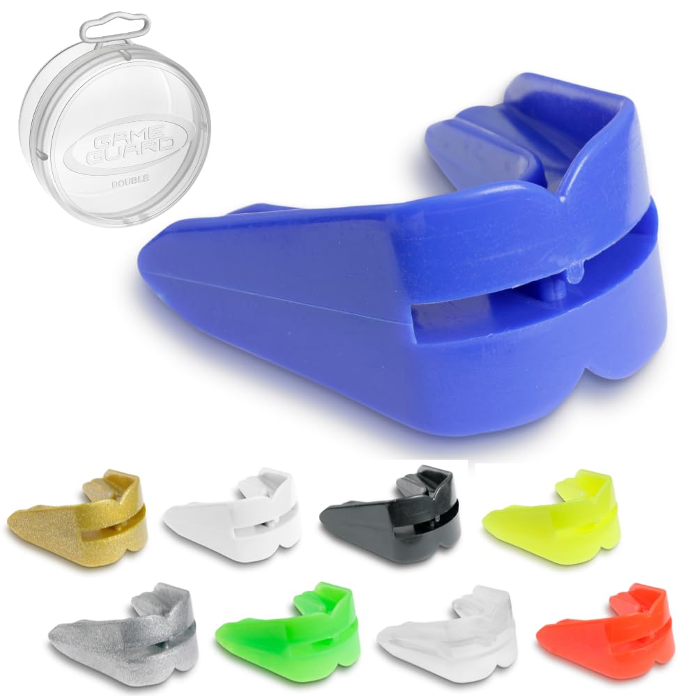 GAME GUARD Double Mouth Guard – for Top and Bottom Teeth & Gums UKCA Approved, Perfect for Boxing, Sparring, MMA, and High-Impact Sports, [ Age 13+ | Blue ]
