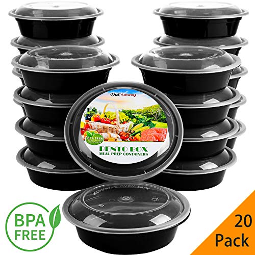 Round Meal Prep Containers [20 pack] with Lids, BPA-Free 21 Day Fix Bento Box, Reusable Portion Control Storage Box, Stackable Plastic Containers, Microwave|Freezer|Dishwasher Safe [ 24 oz] ... (1)