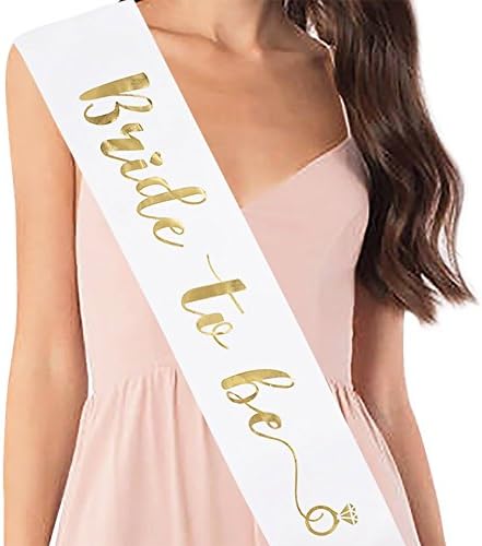 Bachelorette Party Satin Bride To Be Sash Gold Diamond Bridesmaid Wedding Bridal Shower Accessories (Gold)