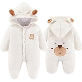 XIFAMNIY Newborn Fleece Footie Jumpsuit Hooded Warm Thicken Winter Outwear Snowsuit for Baby Girls and Boys