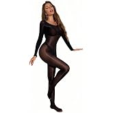 k.SELLOUT Women Full Body Stockings Oil Shiny Bodysuit Rave Outfits