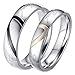 LineAve His Hers Couple Real Love Matching Heart Ring Mens Womens Wedding Band Stainless Steel