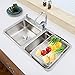iPEGTOP Expandable Multifunctional Dish Drying Rack, Over The Sink, in Sink Or On Counter Dish Drainer Rack Organizer Shelf with White Utensil Silverware Holder, Rustproof Stainless Steel