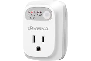 DEWENWILS Indoor Countdown Timer Outlet, Timers for Electrical Outlets, 125V/15A/1000W Auto Shut Off Safety Outlet, One 3-Prong Grounded Outlet, Light Timers, 1/3 HP, UL Listed