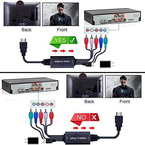HDMI to Component Converter Cable, HDMI to YPbPr Converter, HDMI to 5RCA RGB Converter Supports 4K Video Audio Converter Adapter HDMI V1.4 for DVD, PSP, Xbox 360, PS2, Nintendo NGC, Etc - Thumbnail 5
