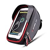 WHEEL UP Handlebar Bike Bag Waterproof Front Cycling Bag Touch Screen Phone Holder Compatible with iPhone, Samsung Galaxy Cellphone Below 6.2 Inches