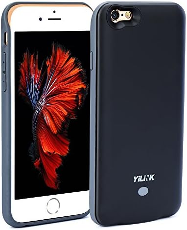 4.9mm Super Slim iPhone 6 6s Charging Case, YILILK Portable Lightweight Battery case for iPhone 6 6s 4.7", 100% Extra Battery Life with Lightning Port(black)