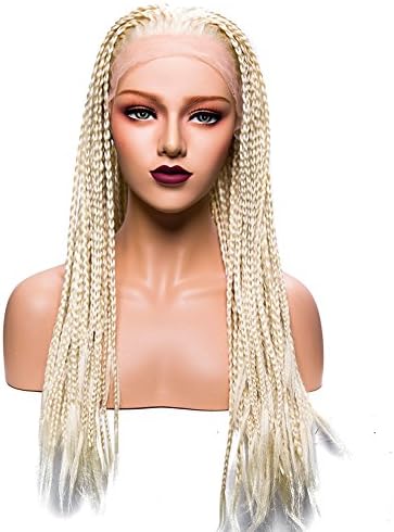 Long Braids Synthetic Lace Front Wigs #613 Blonde Color Twist Braid Crochet Synthetic Wigs For Beauty Women