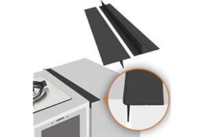 KINDGA Foldable Stove Gap Filler Kitchen Counter Range Guards 25inch,Silicone Stove Gap Covers Electric Stoves Gap Filler Oven Side Sealing Strip Between Countertop and Stovetop Pack 2 (Black)