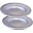 Frigya Kunefe Plate Large - Cooking and Serving Plates for Shredded Kadaifi, Phyllo, Fillo Dough Pan/Turkish Dessert Dough Burner - Set of 2 Silver Color Aluminum Pans (Large Serving)
