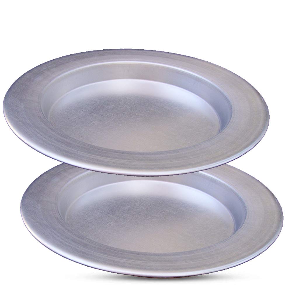 Photo 1 of Frigya Kunefe Plate Large - Cooking and Serving Plates for Shredded Kadaifi, Phyllo, Fillo Dough Pan/Turkish Dessert Dough Burner - Set of 2 Silver Color Aluminum Pans (Large Serving)