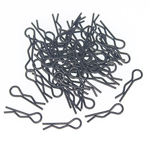 HobbyPark Small 1/16 1/18 Body Clips Bent Springy R Pins Black RC Car Shell Replacement Parts (50-Pack)