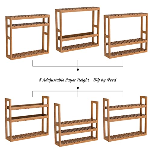 Domax Bamboo Bathroom Shelf 3Tier Wall Mount Storage Rack