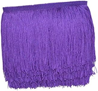 Mangocore 10Yard/Lot 15CM Long Lace Trim Color Polyester Tassel Fringe Trimming For Diy Latin Dress Stage Clothes Accessories (Purple)