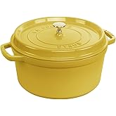 STAUB Enamelled Cast Iron Casserole Dish with Lid, Suitable for All Heat Sources Including Induction, 4 People, Round, 24 cm, 3.70 L, 4.7 kg, Lemon