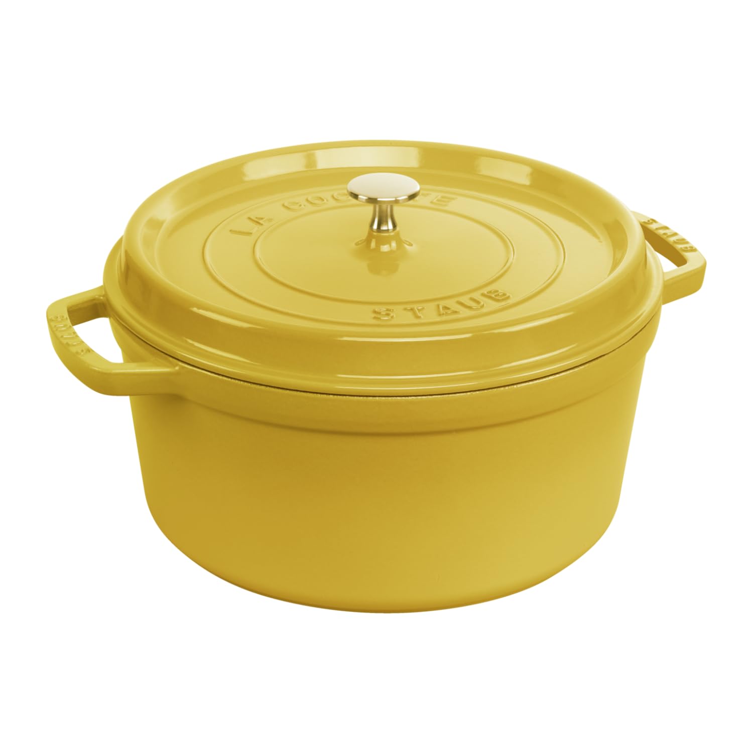 STAUB Casseruola in ghisa smaltata con coperchio, tutti i fuochi, tra cui induzione, 4 e 5 persone, rotonda, 26 cm, 5.2L, limone