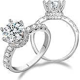 Yizone 2.7 Carat Moissanite Ring, Princess Crown/Oval Design Round Cut, D Color VVS1 Moissanite, 925 Sterling Silver Anniversary Engagement Rings for Women, Elegant Gift Packed
