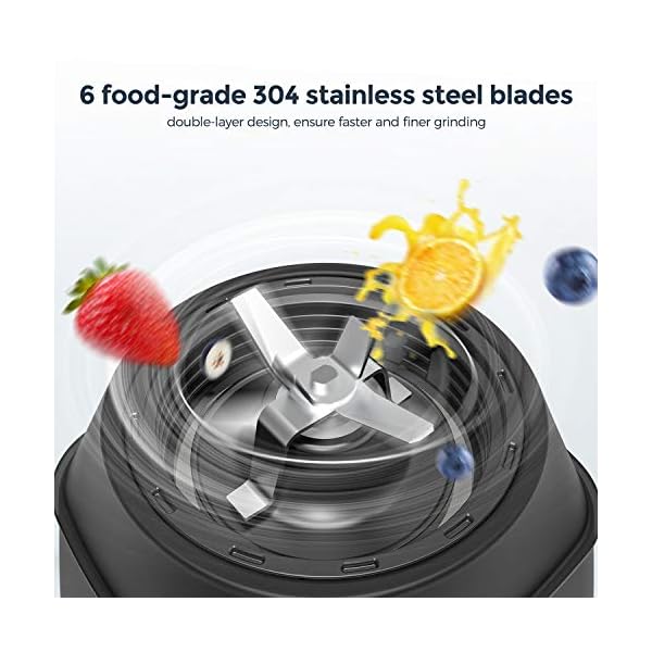 Hosome Blender, Smoothie Blender Multi-Speed, 6 Stainless Steel Blades, 3 BPA-Free Tritan Portable Bottles, Anti-Slip Base for Fruit, Vegetable, Smoothie, Juices, Baby Food, Ice Cube, Coffee Beans