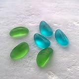 12 Pcs Blue Green Beach Sea Glass Beads Cashew Nuts 10.650.5 Inches for Jewelry Charm Pendant Crafted Decor,Plus FREE Gift Package
