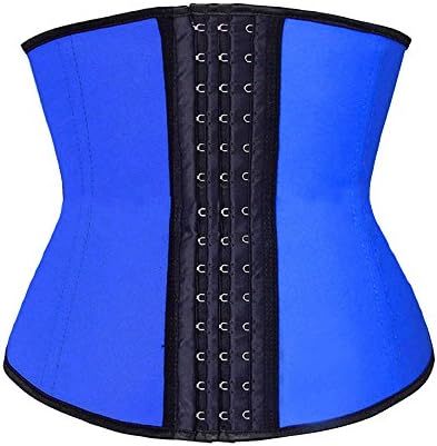Beladyful Womens Short Torso Blue Latex Underbust Corset Waist Training Cincher Soft Steel Boned Body Shaper (S, Blue (Short style))