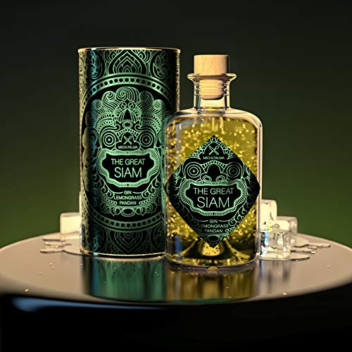 Michi Palma | The Great Siam Lemongrass-Pandan (1 x 0.5 l) | Premium Spirituose auf Gin-Basis | Mit 23 Karat reinem Blattgold und edler Geschenkverpackung | Goldene Gin-Geschenkidee