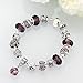 Naivo Designer Inspired Crystal Snake Chain Murano Glass Beads Charm Bracelet - 50 Shades of Love-Purple Topaz