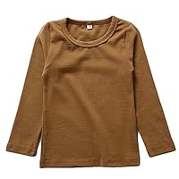 KISBINI Unisex Toddler Girls Long Sleeve Cotton Tees Kids T-Shirt Coffee 5T