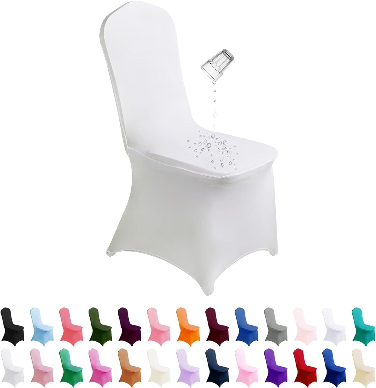 Slipcovers - SUPERO Waterproof Spandex Chair Cover 25PCS, Stretch Dining Chair Covers, Polyester Outdoor Chair Covers, Protector Stretch Chair Cover for Party Universal, Banquet, Wedding Event, Hotel(White)