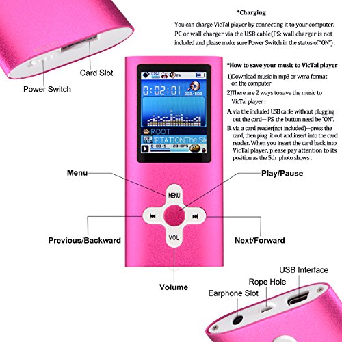 ★Lowest Price★VicTal MP3 MP4 Player with Micro SD Card Slot 8GB Micro