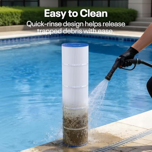 POOLPURE CCP420 Pool Filters Replaces Pentair Clean and Clear Plus 420, R173576, PCC105, 178584, Ultral-A6, Unicel C-7471, 817-0106, Filbur FC-1977, 570-0425-07, L x OD: 26"x7", 4X105 sq.ft. Cartridge