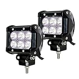 JAHURD LED Light Bar(Pack of 2)-18W 4Inch Flood Beam Driving Fog Light Off Road SUV Jeep Boat Light