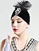 BABEYOND Gatsby Turban Hat Vintage 1920s Head Wrap Knit Pleated Turban 20s Cap Black