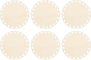 PATIKIL 4" Diameter Crochet Basket Bottom, 6Pcs Round Blank Crochet Knitting Wooden Base for DIY Craft Weaving Basket Making Supplies Home Decoration, Wood Color