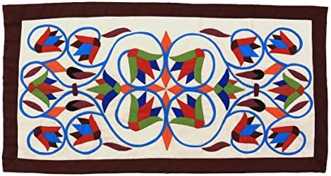 Dokkan Crafts Orange and Green Lotus Flowers with Thin Lines intersecting