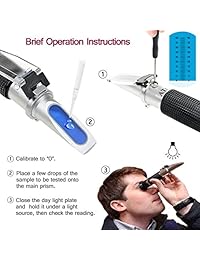 Refractómetro de alcohol para medición del volumen de alcohol con compensación automática de temperatura (ATC), rango de 0 80  v v.