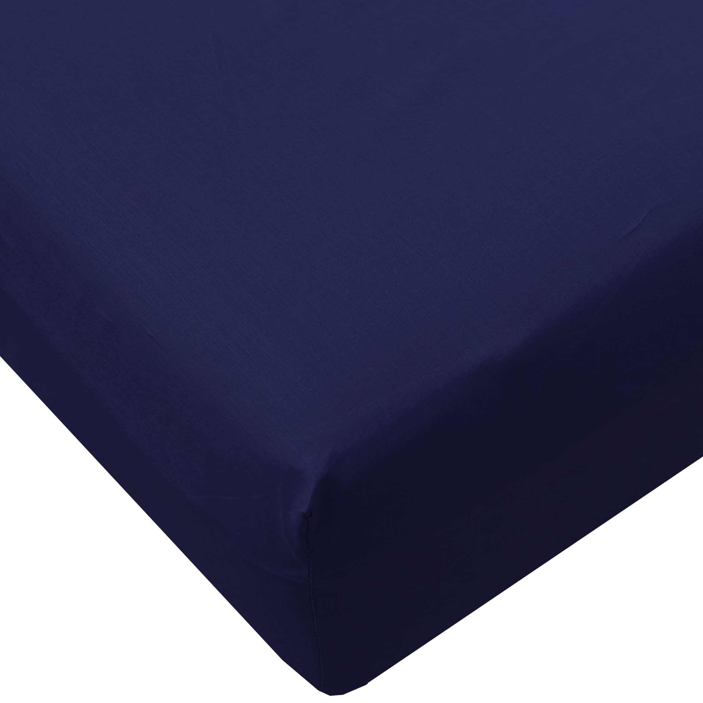 POSH WAVE Easy-care Fitted Sheet 25CM/10 Inches Deep with Elasticated Corners, Breathable & Durable Polycotton Bed Sheets (NAVY, KING)