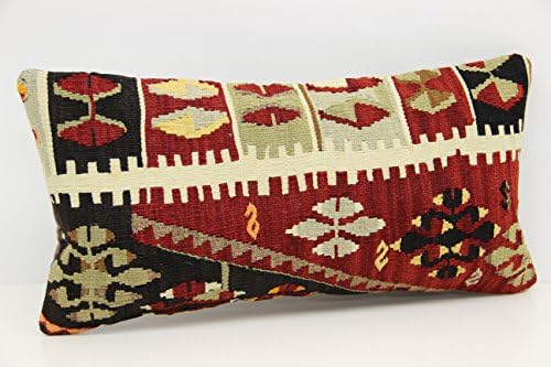 Turkish Lumbar kilim pillow cover 10x20 inch (25x50 cm) Bohemian Kilim pillow cover Room Decoration Rustic Pillow cover Kilim Cushion Cover