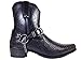 Alberto Fellini Men's Crocodile Prints Western Cowboy Boots with Side Zipper, Belt Buckle and Metal Chain