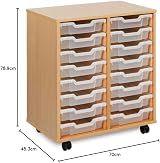 Office Needs Direct Monarch Mobile Tray Storage Unit 16 Clear Trays Beech view 2
