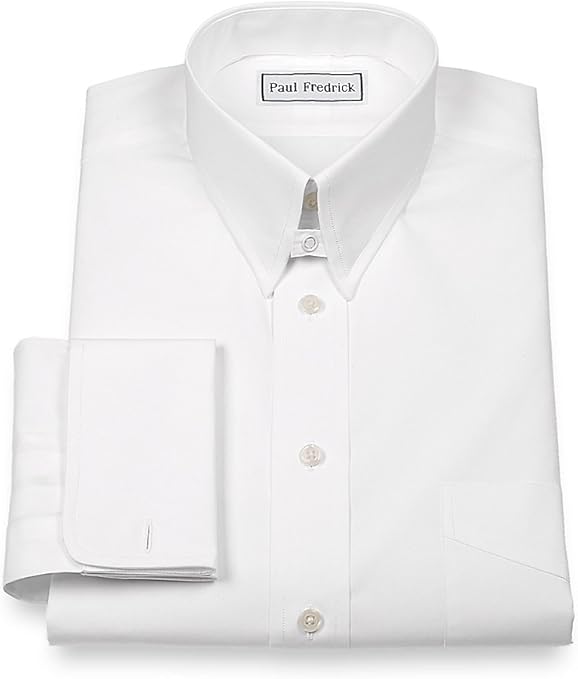 Paul Fredrick Men's 2Ply Cotton Snap Tab Collar French Cuff Dress