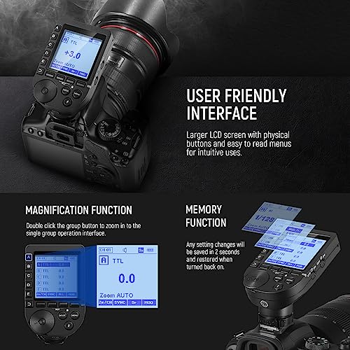 NEEWER Upgraded QPRO-C TTL Wireless Flash Trigger Compatible with Canon 1/8000s HSS Large Screen Slanted Design 5 Group 9 Customizable Functions for Q4 Q3 Z2 Z1 Z760 NW760 S101-300W PRO/400W PRO