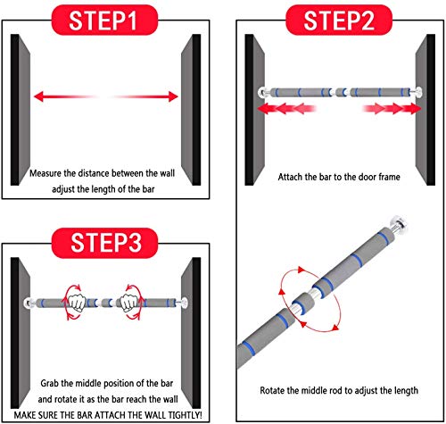 ITTA-Adjustable-60100cm-80130cm-Pull-Up-Bar-Chin-Up-Bar-Door-Horizontal-Bars-Exercise-Home-Workout-Gym-Training-Workout-Bar-Sport-Fitness-Equipments-Upto-200KG-Load-Weight