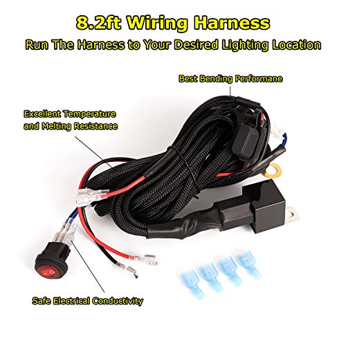 Wiring Harness for LED Light Bar, YvooneAuto 12V 40A Rock Switch Relay