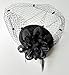 Coolwife Fascinator Hats Pillbox Hat British Bowler Hat Flower Veil Wedding Hat Tea Party Hat (B Black)