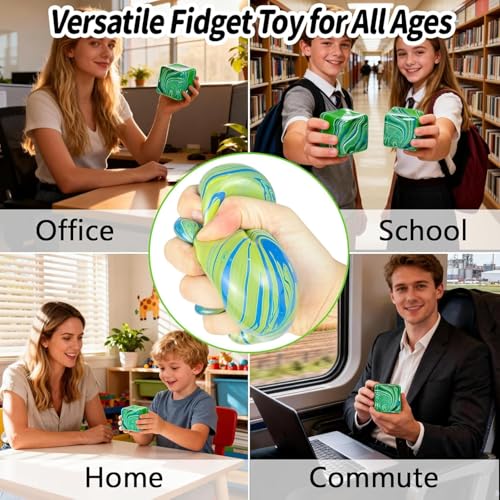 SLEEPHEAD®Stress Cube Squishy Toys, Slow Rebound Squishy Fidget Toy for Adults, Unique Swirling Color Mixing, Slow Rising Sensory Toys for Anxiety Stress Relief (Green)